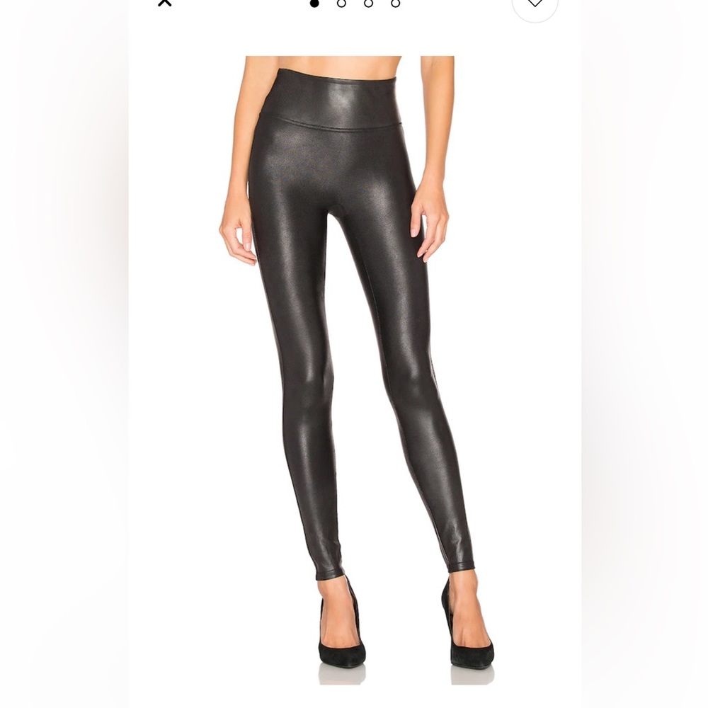 High-Waist Spanx Faux Leather Leggings - Black